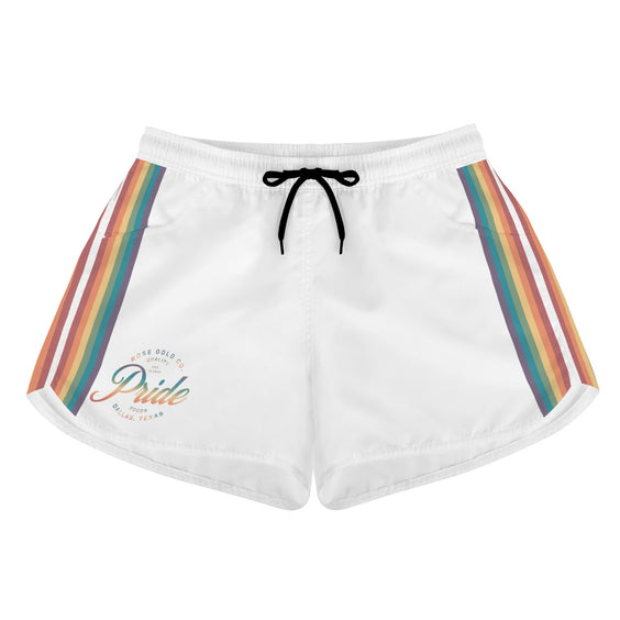 Vertical Stripe Rainbow Gay Pride White Jersey Shorts