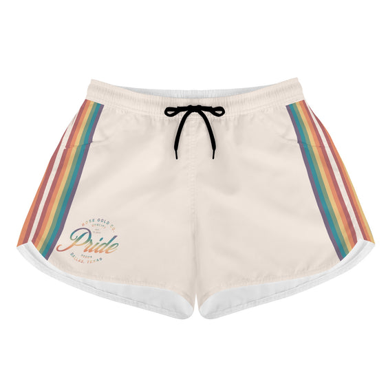 Vertical Stripe Rainbow Gay Pride Tan Jersey Shorts