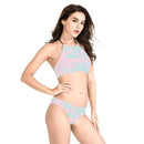 Transgender Swirl Pride Flag High Neck Two Piece Swimsuit Set - Rose Gold Co. Shop