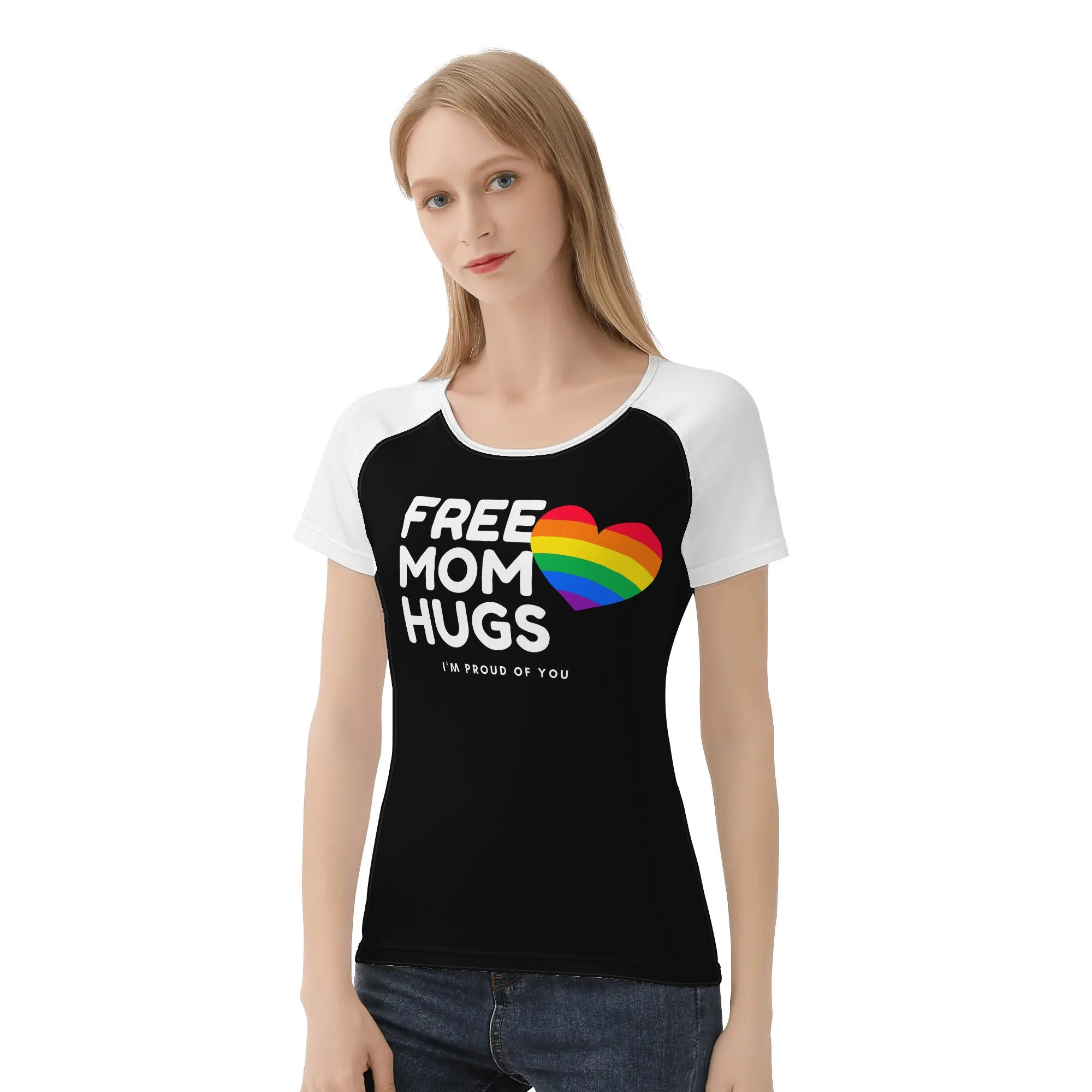 Free Mom Hugs Women's Baseball T-shirt - Rose Gold Co. Shop