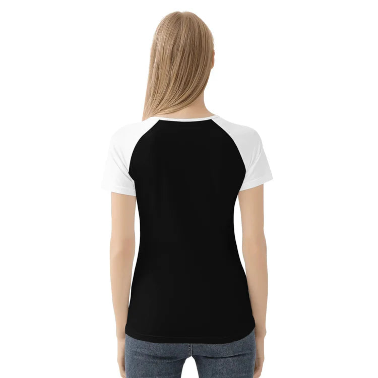 Proud Mom rainbow raglan baseball tee, view 5 — Rose Gold Co