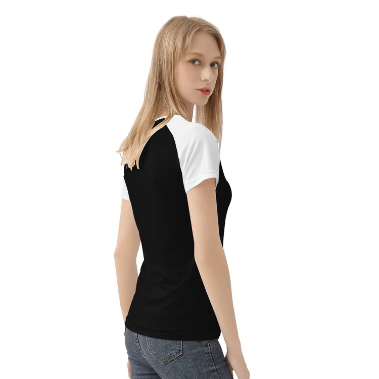 Proud Mom rainbow raglan baseball tee, view 4 — Rose Gold Co