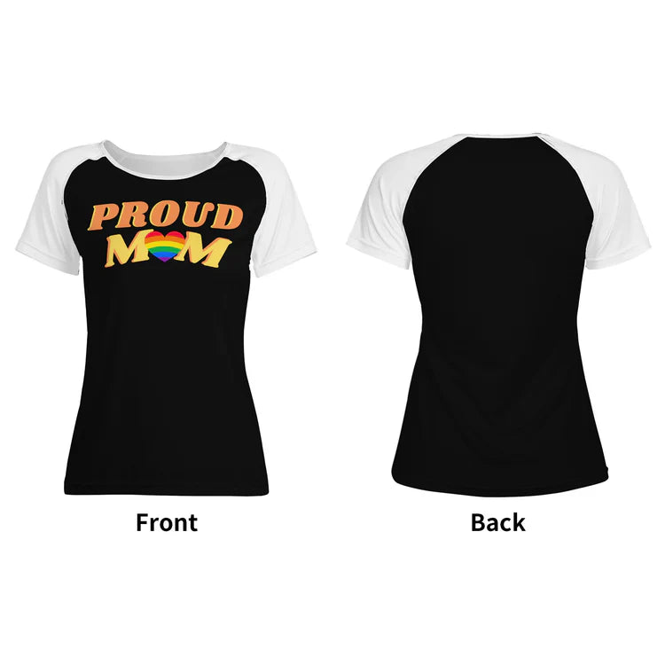 Proud Mom 3/4 sleeve baseball tee, view 11 — Rose Gold Co