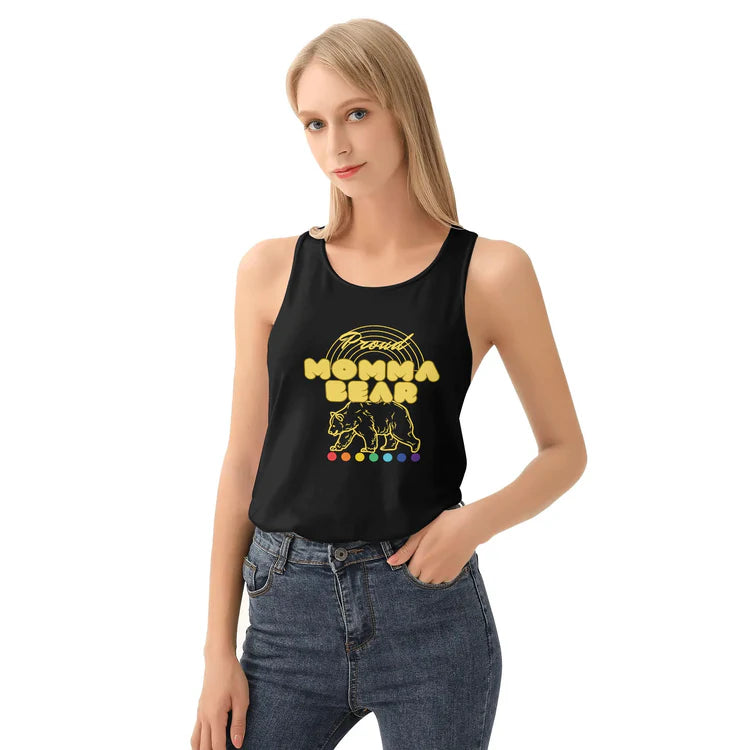 Proud Mama Bear racerback tank top, view 2 — Rose Gold Co