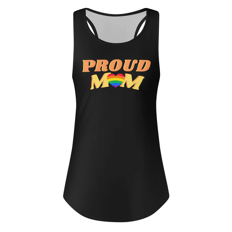 Proud Mom rainbow tri-blend racerback tank, view 5 — Rose Gold Co