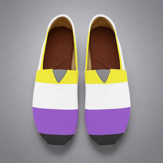 Non-binary Pride Flag Slip On Canvas Shoes - (Size By Standard Womens) - Rose Gold Co. Shop