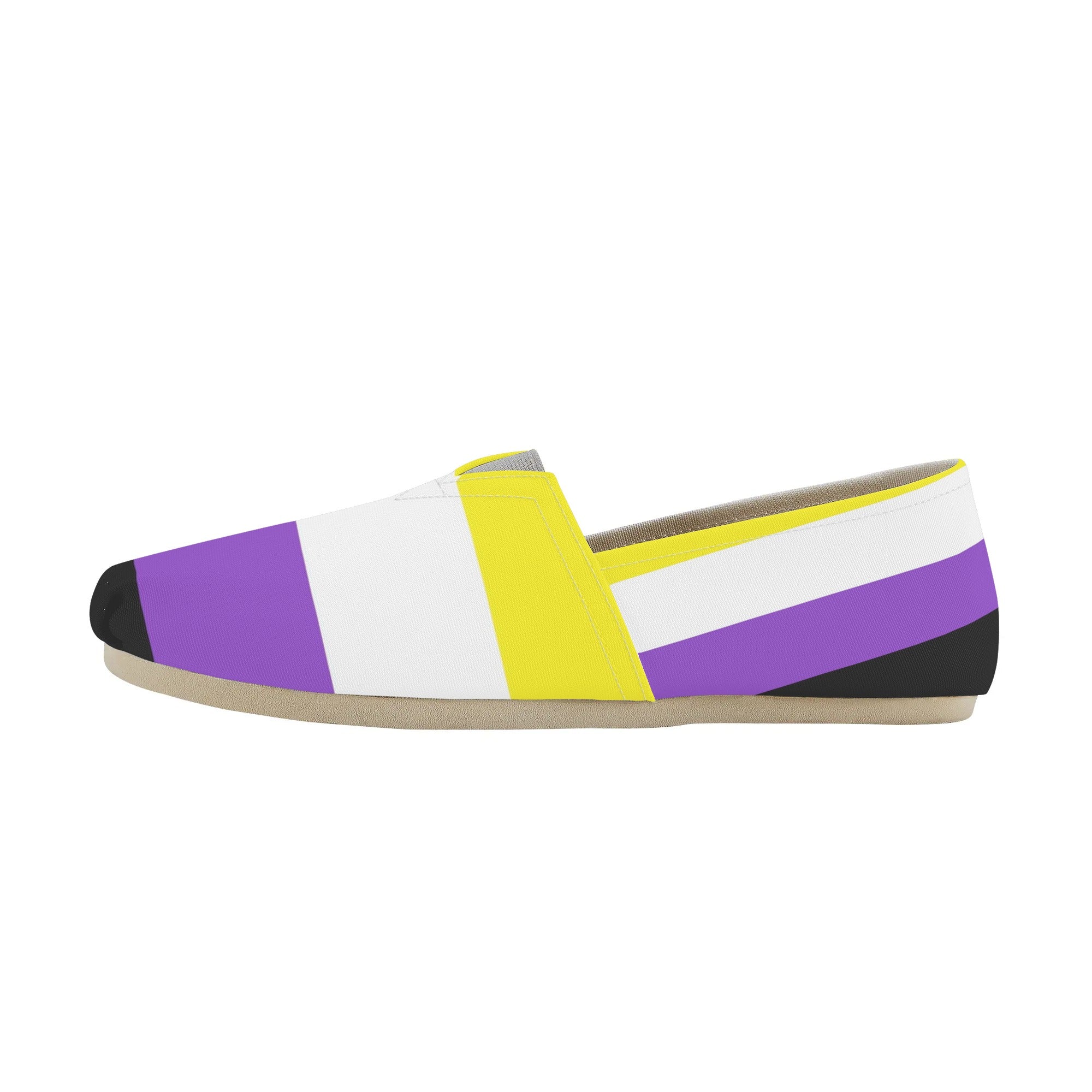 Non-binary Pride Flag Slip-On Canvas Shoes (Mens Sizing) - Rose Gold Co. Shop
