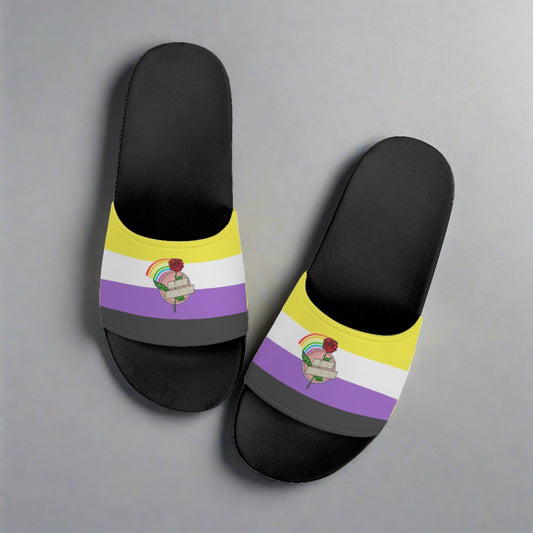 Non Binary Pride Slides ( Mens Sizing) - Rose Gold Co. Shop