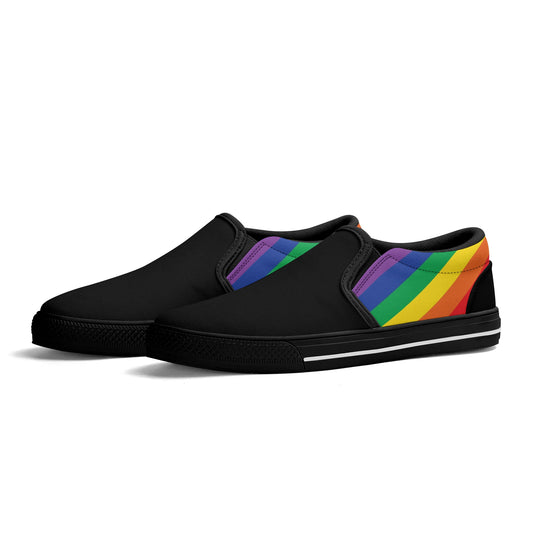 LGBT_Pride-Black Rainbow LGBT Not A Phase Slip-On Womens Sneakers - Rose Gold Co. Shop