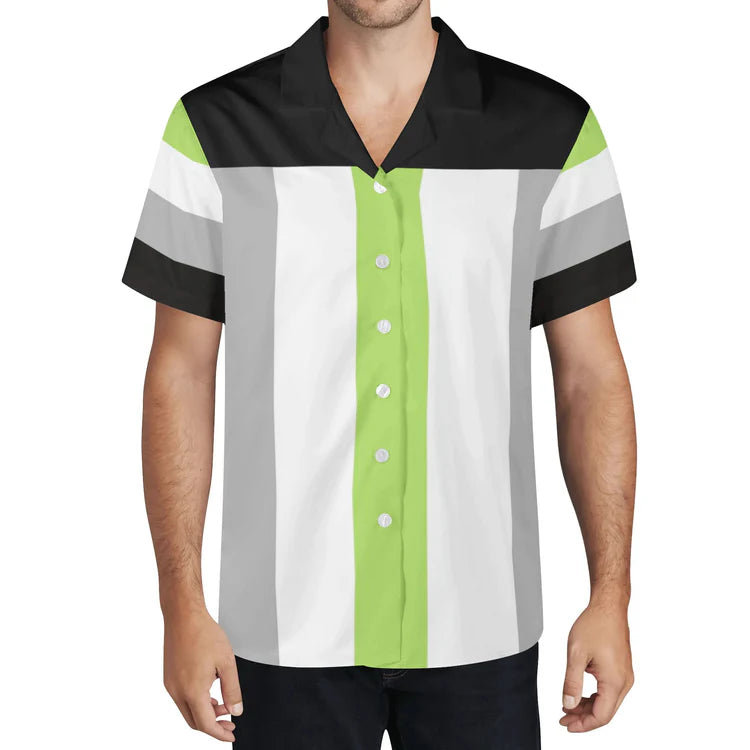 Agender pride flag retro bowling button-up shirt — Rose Gold Co