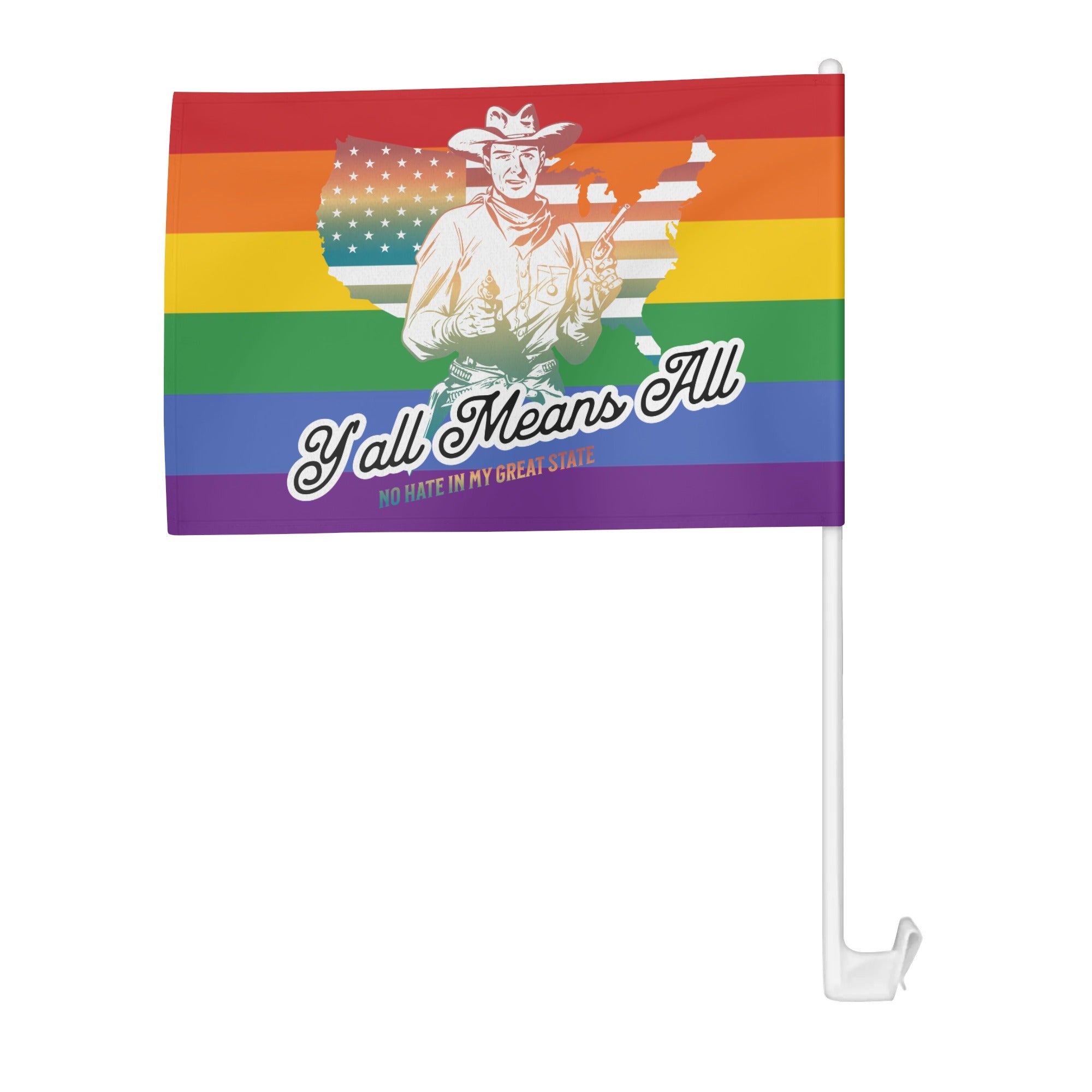 LGBT_Pride-Yall Means All Car Flag 12 x 18 - Rose Gold Co. Shop