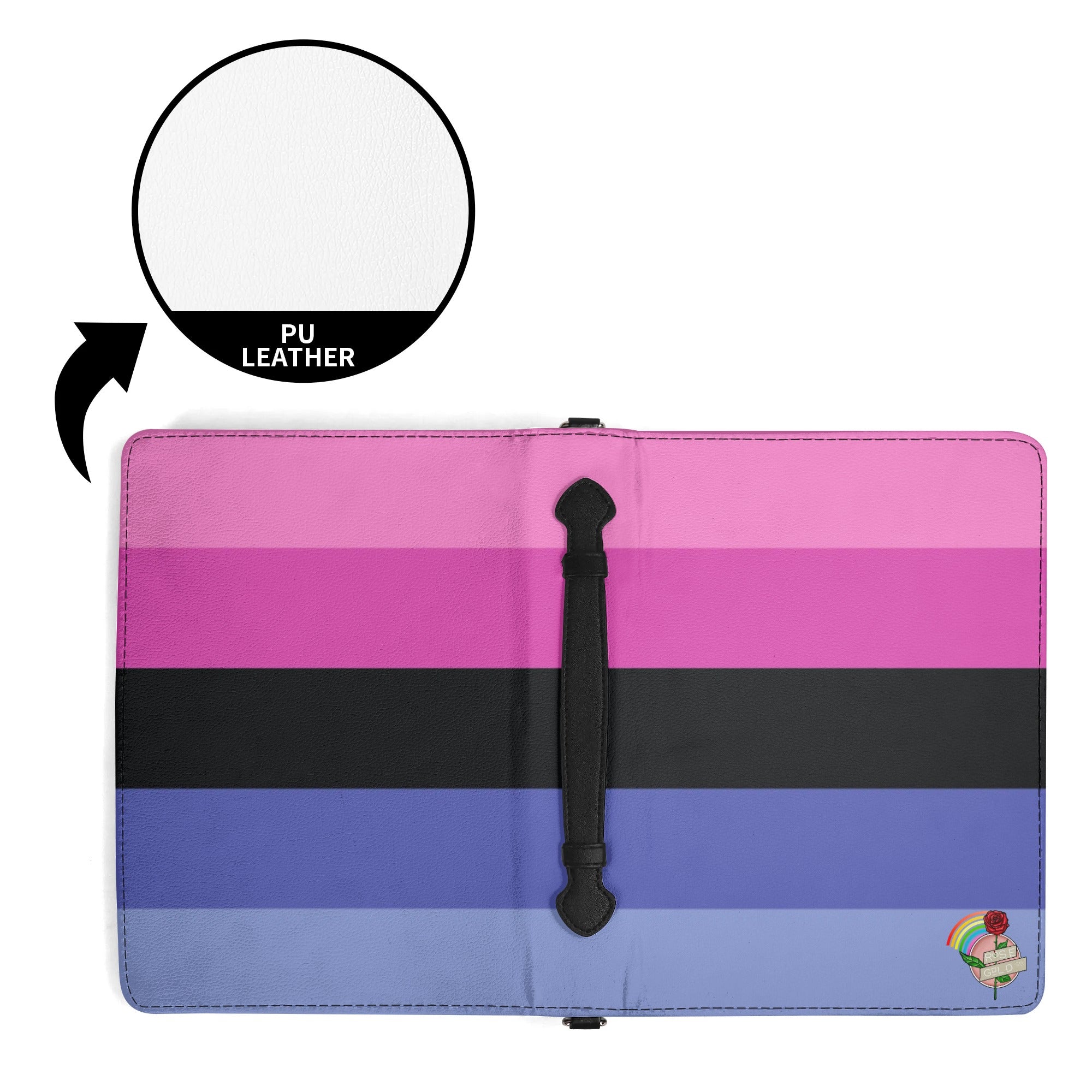 LGBT_Pride-Omnisexual Leather Book Cover With Pocket no Strap - Rose Gold Co. Shop