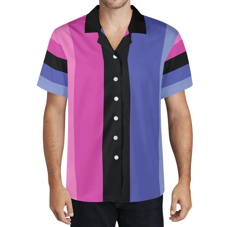Omnisexual pride flag Hawaiian button-up shirt — Rose Gold Co