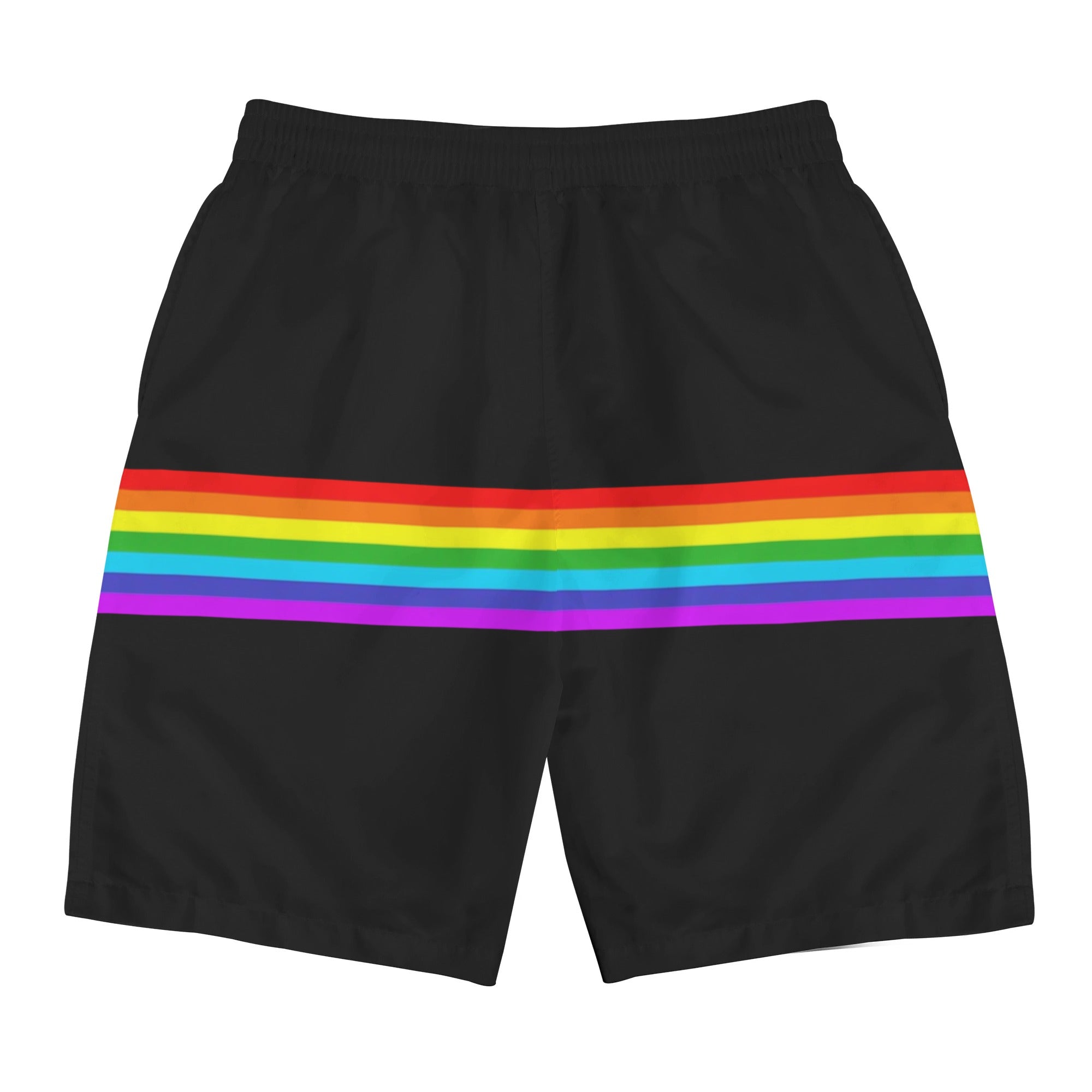 LGBT_Pride-Black Rainbow Pride Board Shorts - Rose Gold Co. Shop