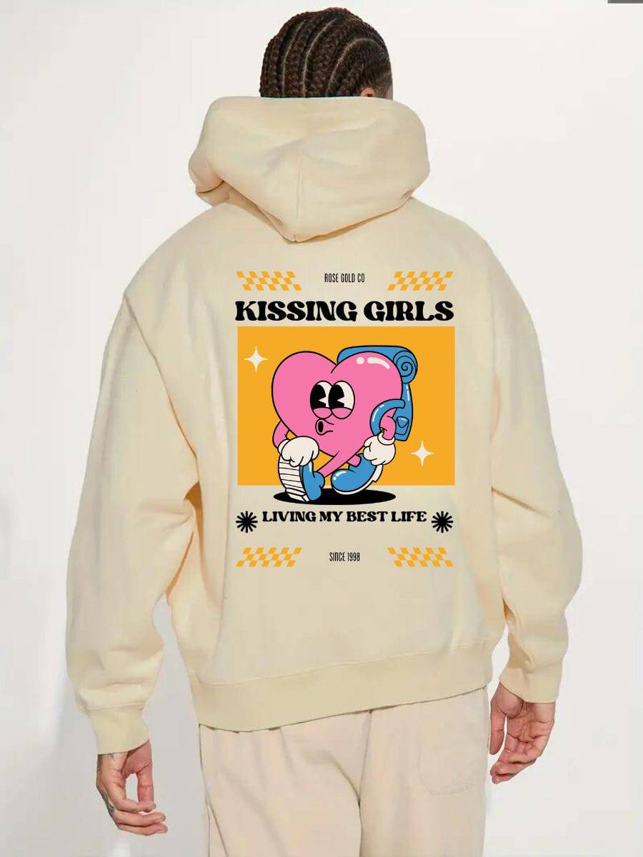 Kissing Girls Living My Best Life hoodie, view 2 — Rose Gold Co