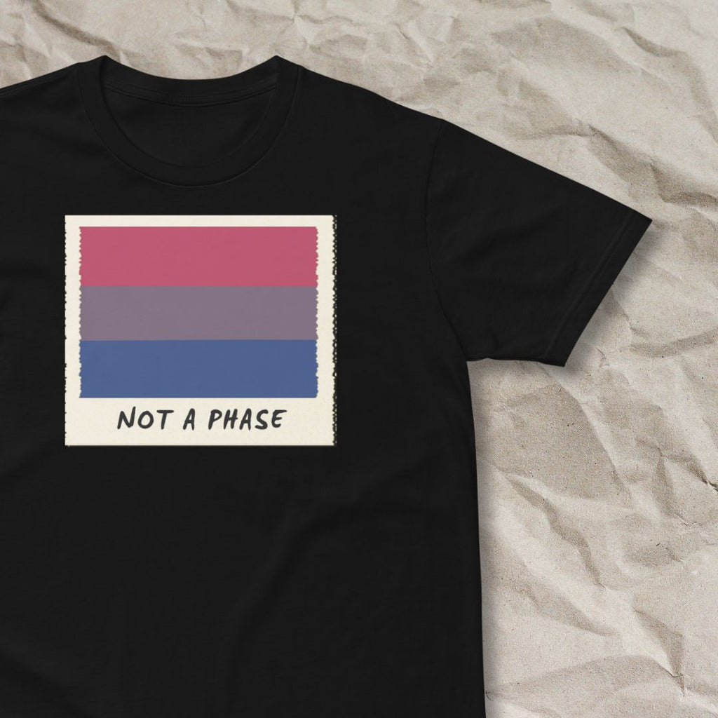 Not A Phase bisexual pride polaroid tee, view 5 — Rose Gold Co