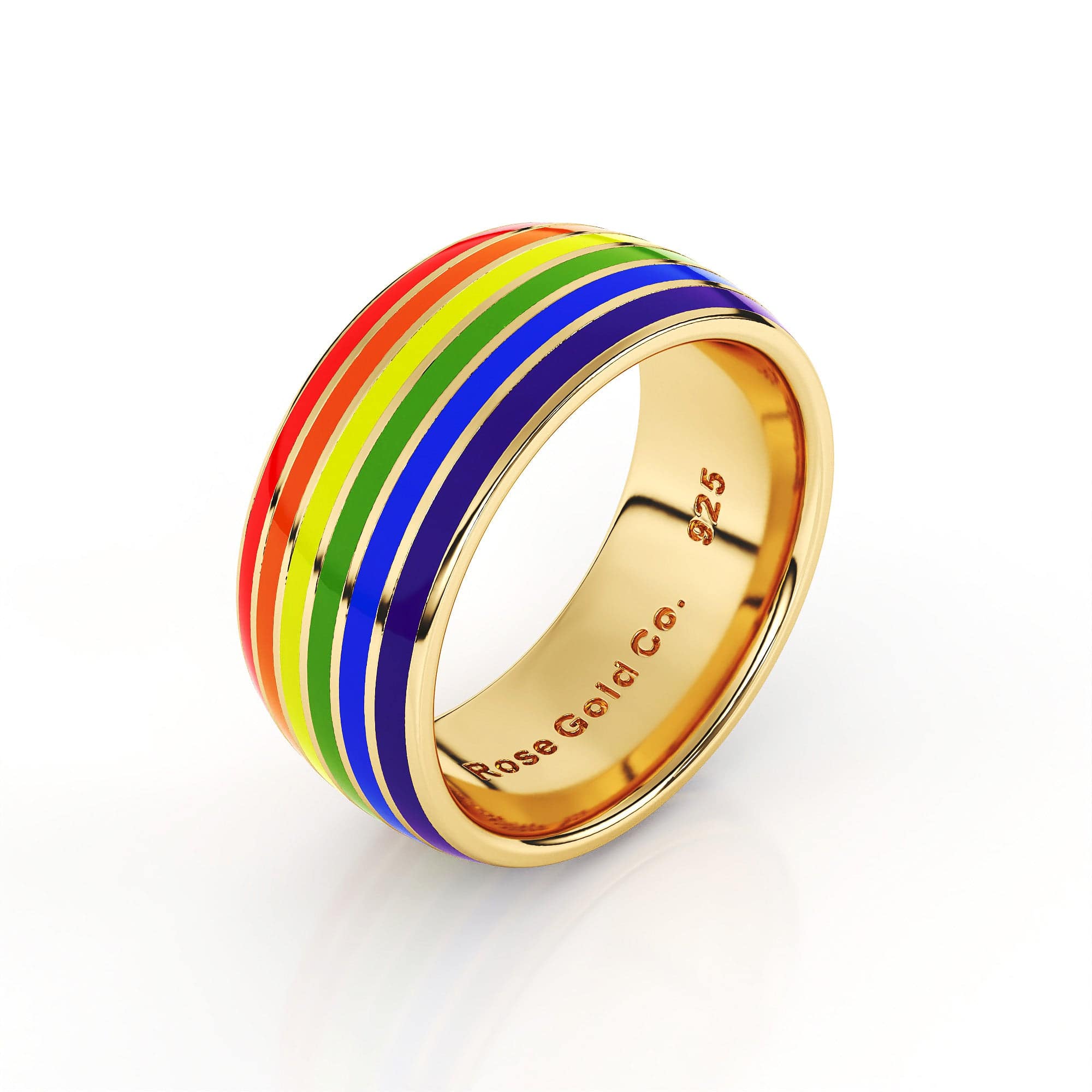 Gold Rainbow Classic Sterling Silver Pride Ring