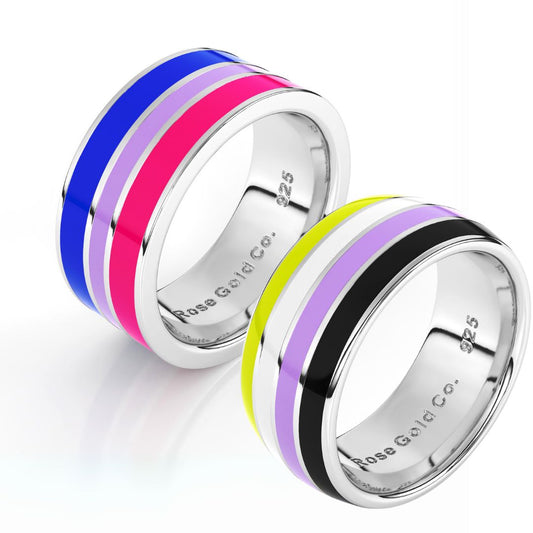 Bisexual & Non-Binary Pride Ring Bundle - Rose Gold Co. Shop