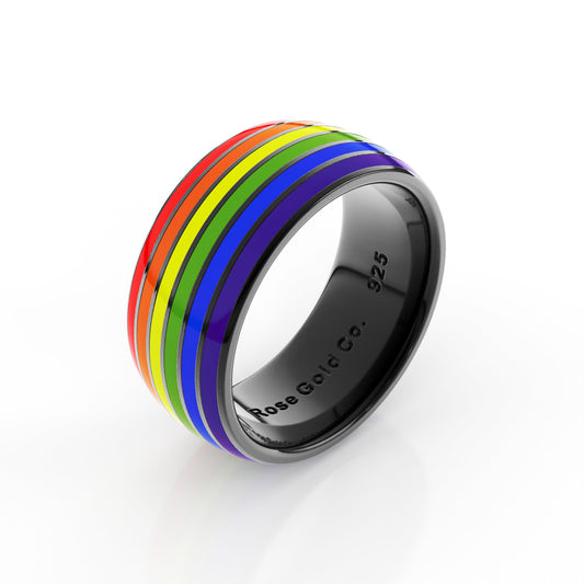 Classic Black Rainbow Pride Ring - Rose Gold Co. Shop