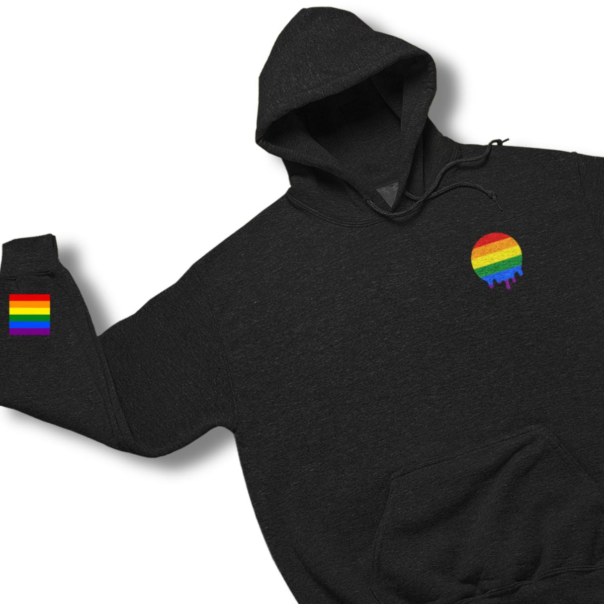 Rainbow Pride embroidered hoodie, view 4 — Rose Gold Co