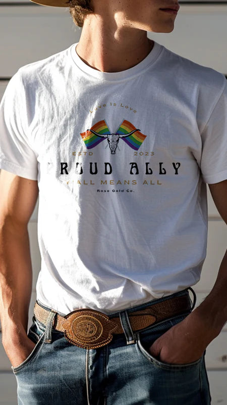 Proud Ally Longhorn tee, view 2 — Rose Gold Co