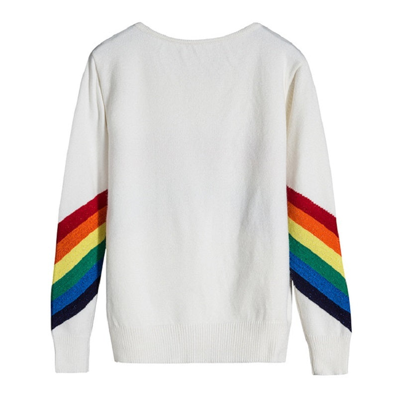 Rainbow Striped Knitted Sweater - Rose Gold Co. Shop