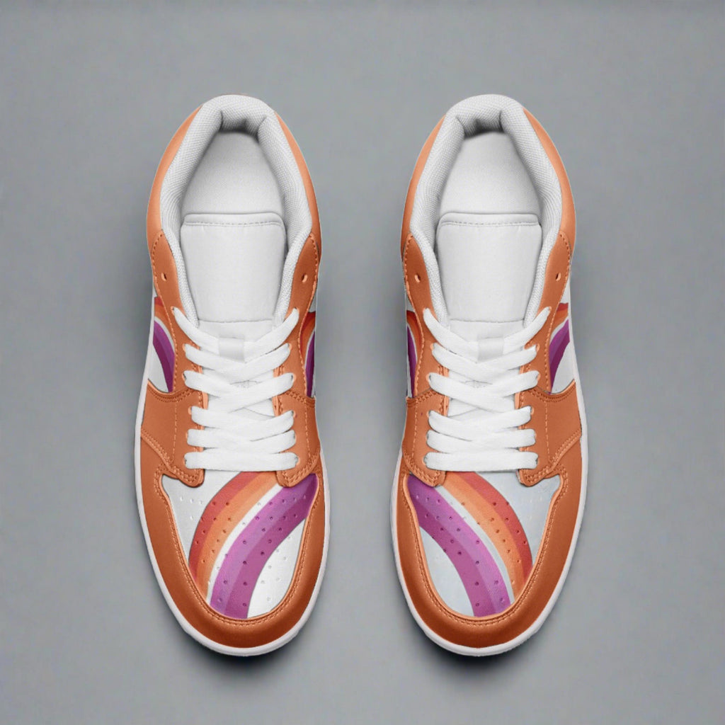 Sunset lesbian pride low-top sneakers, view 6 — Rose Gold Co