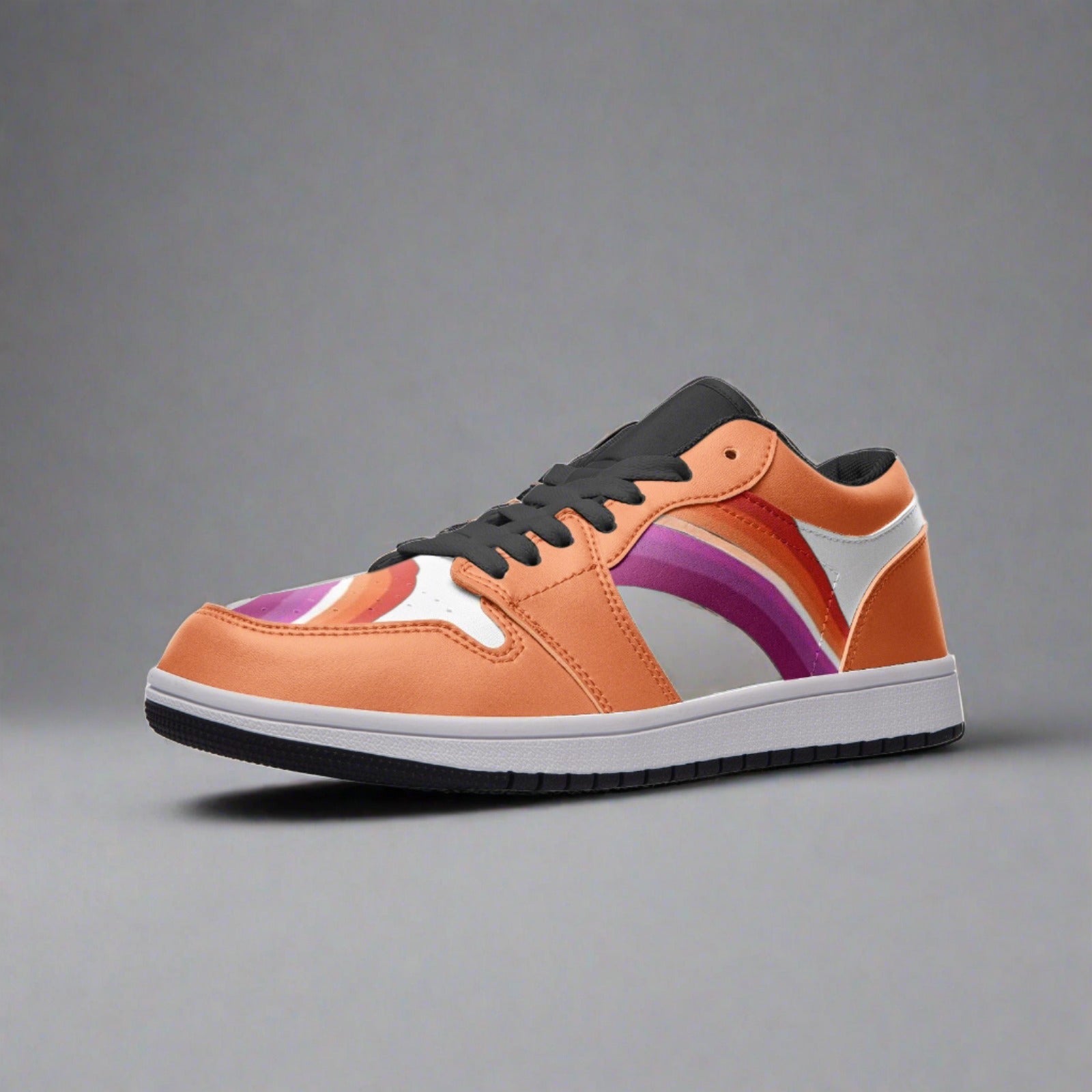 Sunset lesbian pride low-top sneakers, view 7 — Rose Gold Co