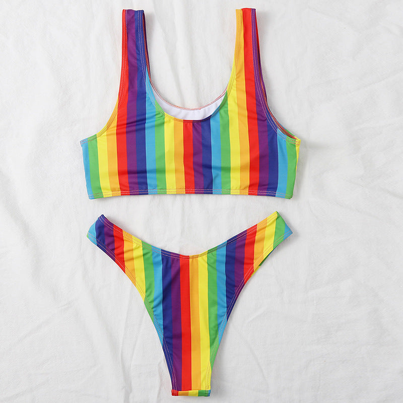 LGBT_Pride-Split Rainbow Bikini - Rose Gold Co. Shop