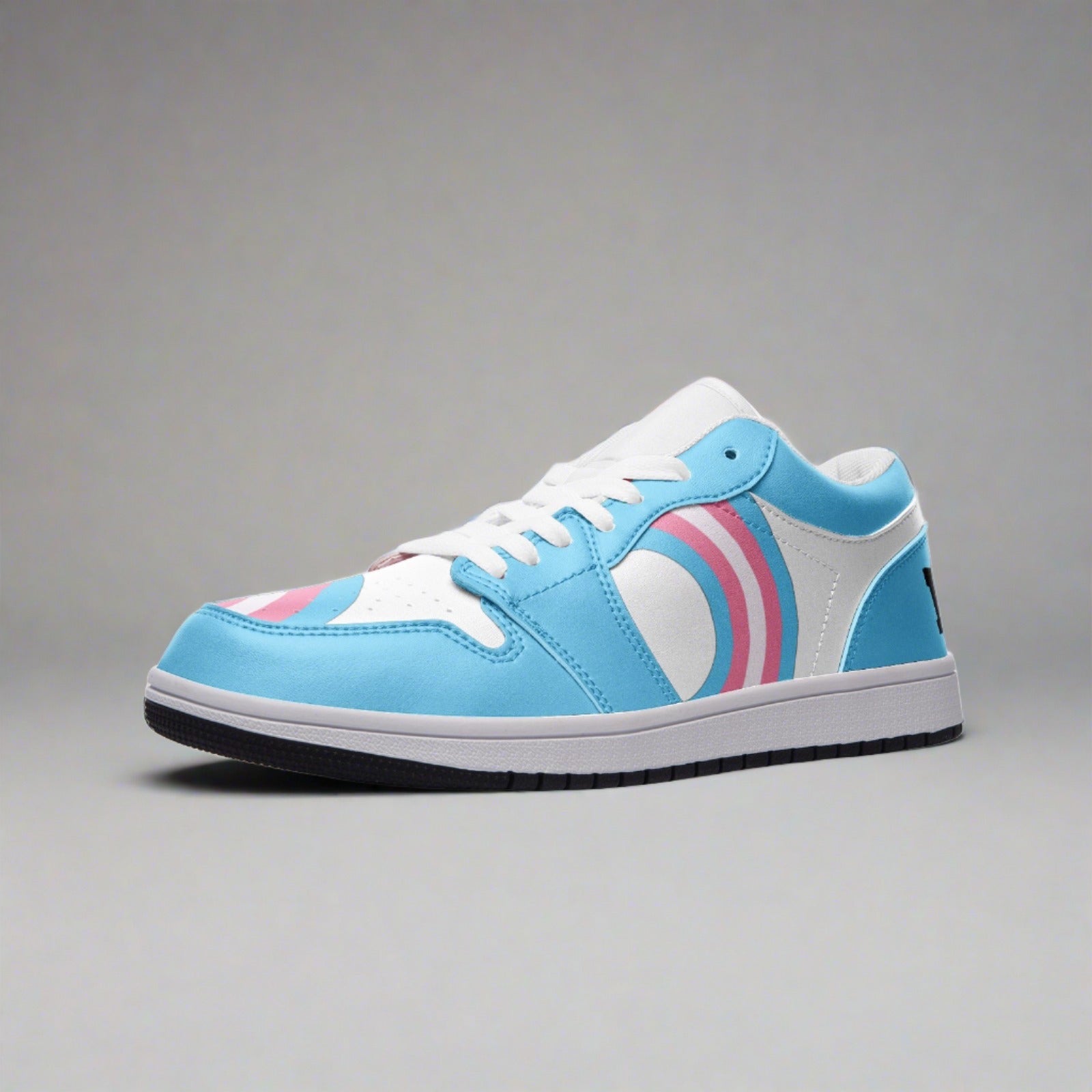 Trans pride low-top leather sneakers, view 6 — Rose Gold Co