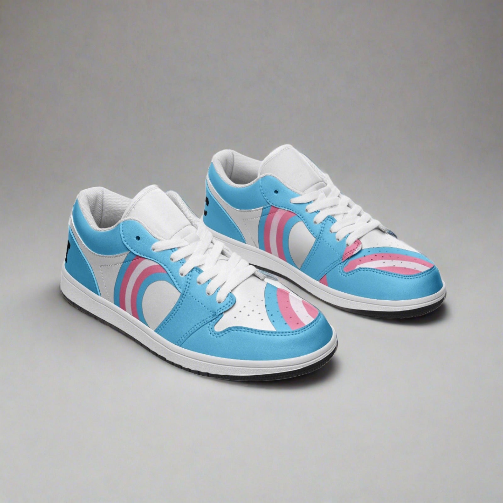 Trans pride low-top leather sneakers, view 7 — Rose Gold Co