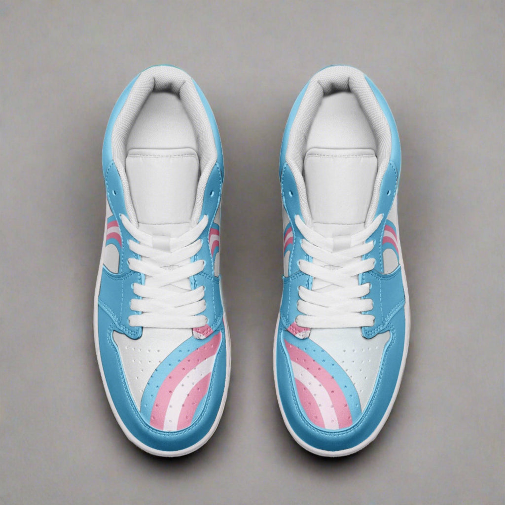 Trans pride low-top leather sneakers, view 8 — Rose Gold Co