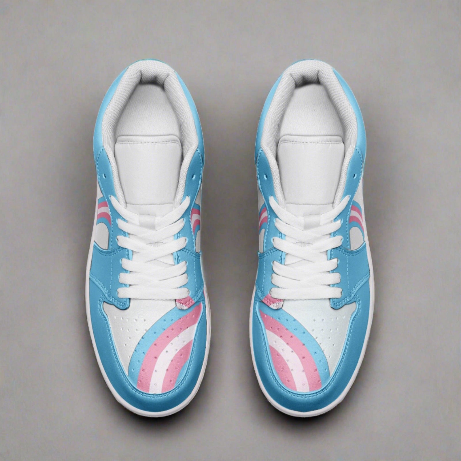 Trans pride low-top leather sneakers, view 8 — Rose Gold Co