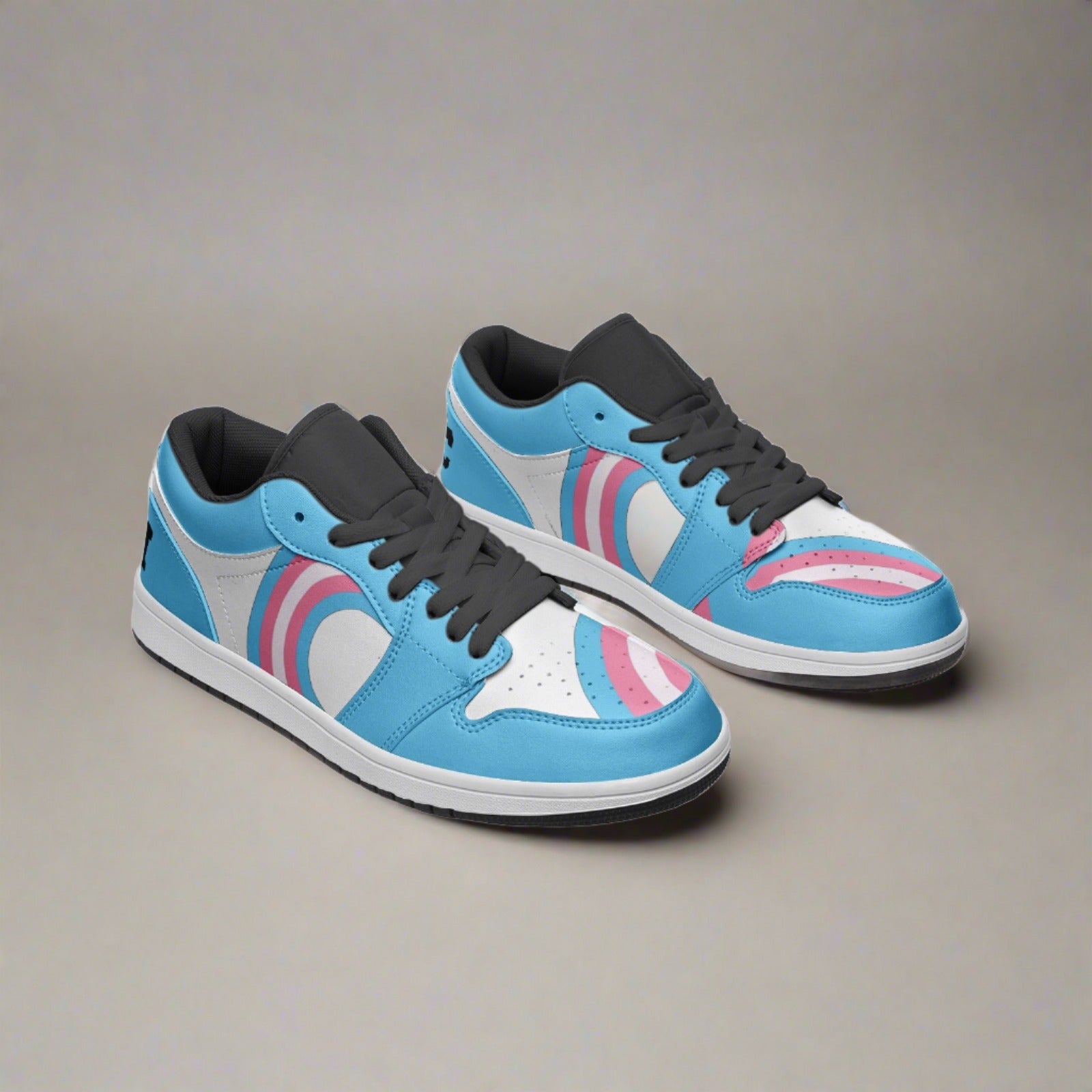 Trans pride low-top leather sneakers, view 11 — Rose Gold Co