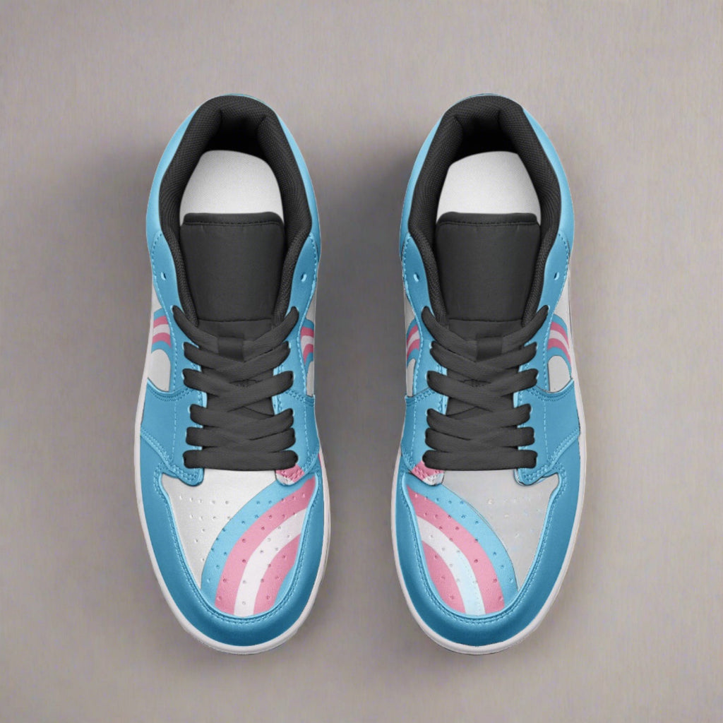 Trans pride low-top leather sneakers, view 12 — Rose Gold Co