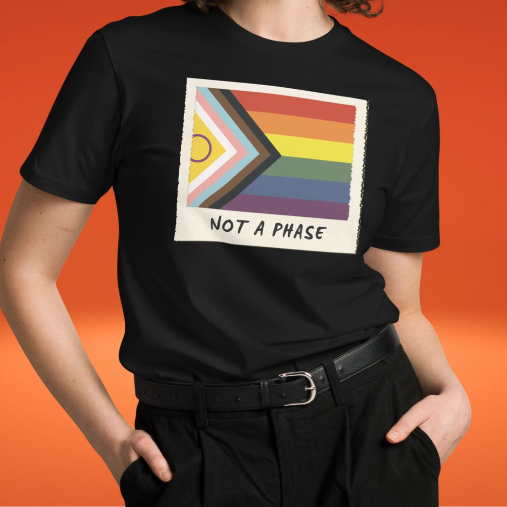 Not A Phase Progress Pride polaroid tee, view 3 — Rose Gold Co