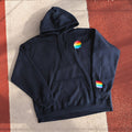 Rainbow Pride embroidered hoodie, front view — Rose Gold Co