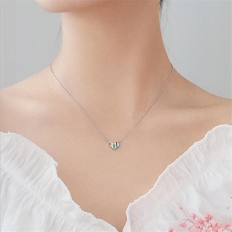 Rainbow Love Heart Necklace