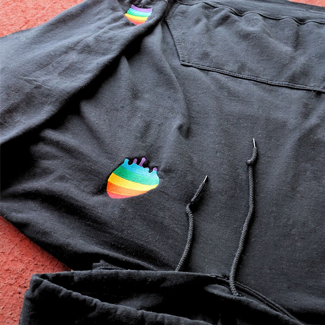 Rainbow Pride embroidered hoodie, view 6 — Rose Gold Co