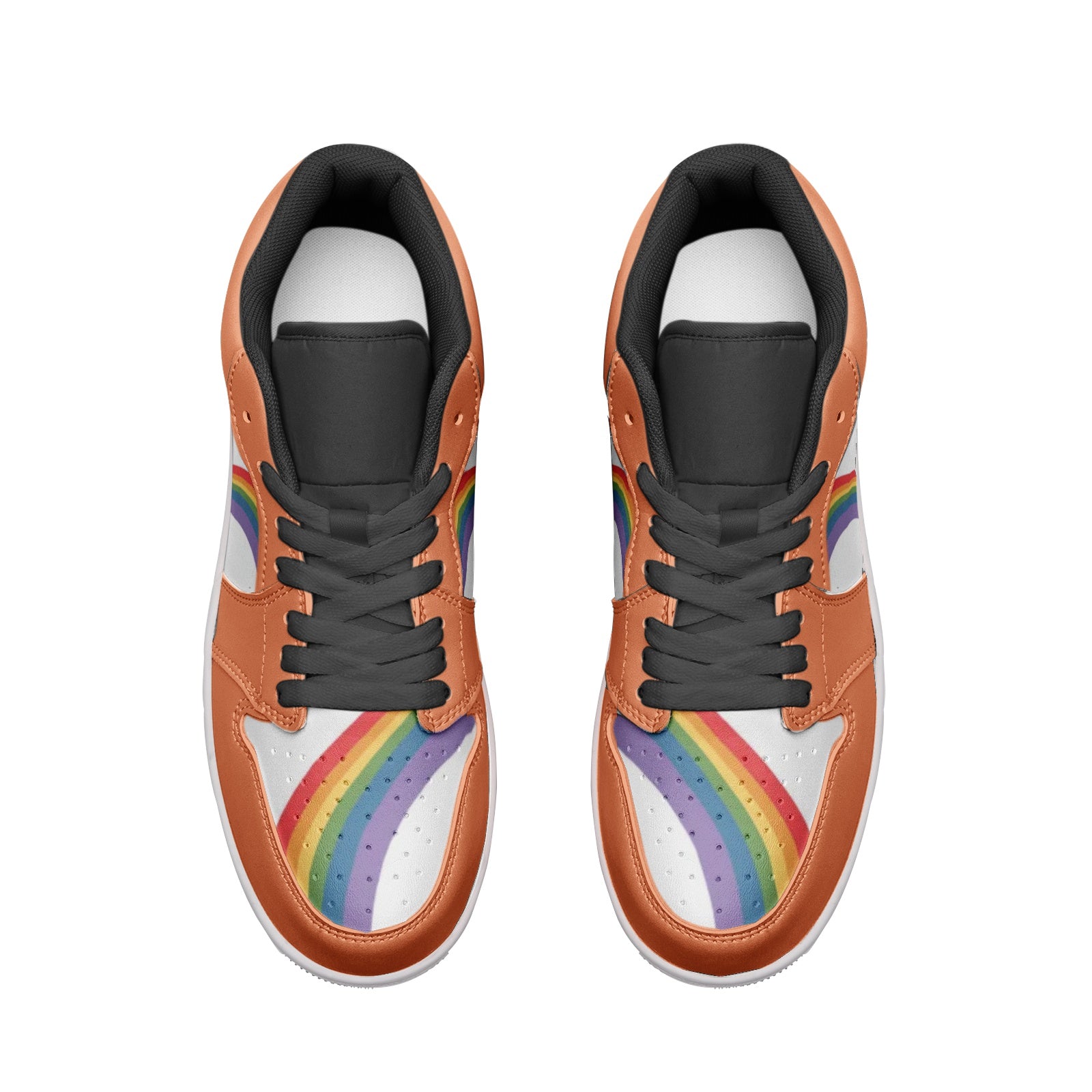 Rainbow pride burnt orange low-top sneakers, view 6 — Rose Gold Co