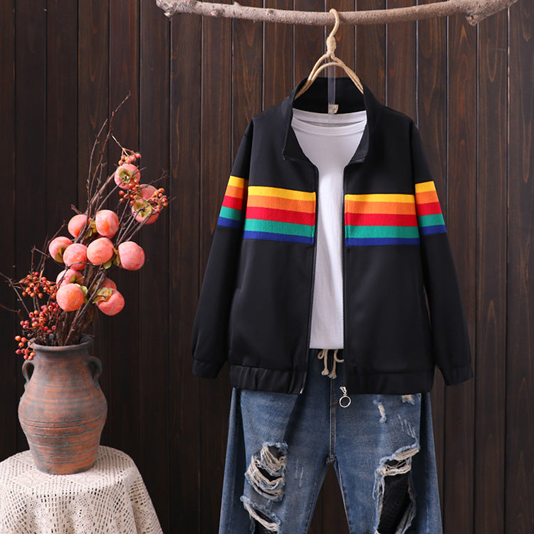 Vintage Style Rainbow Zipper Jacket