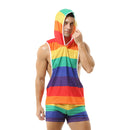 Rainbow Hooded Men's Vest V-neck Tank Top - Rose Gold Co. Shop