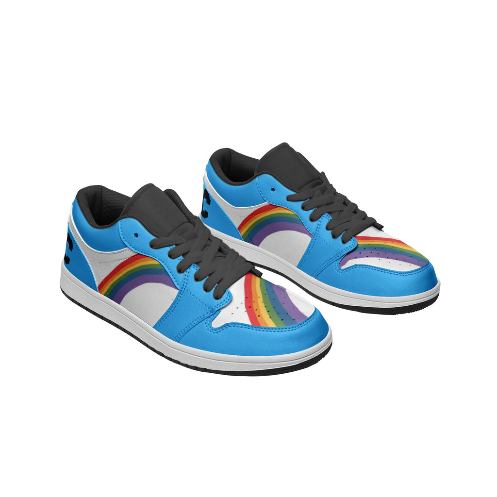 Rainbow pride blue low-top sneakers, view 6 — Rose Gold Co