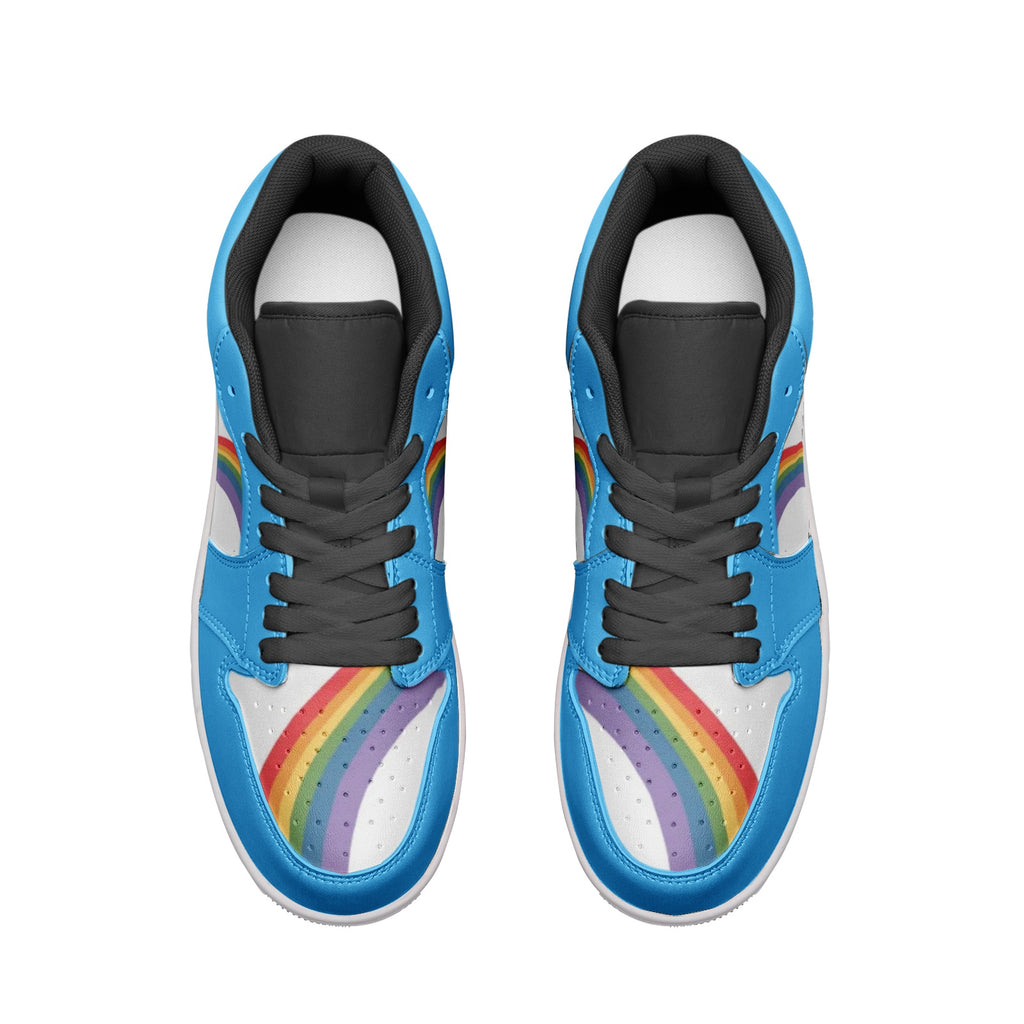 Rainbow pride blue low-top sneakers, view 7 — Rose Gold Co