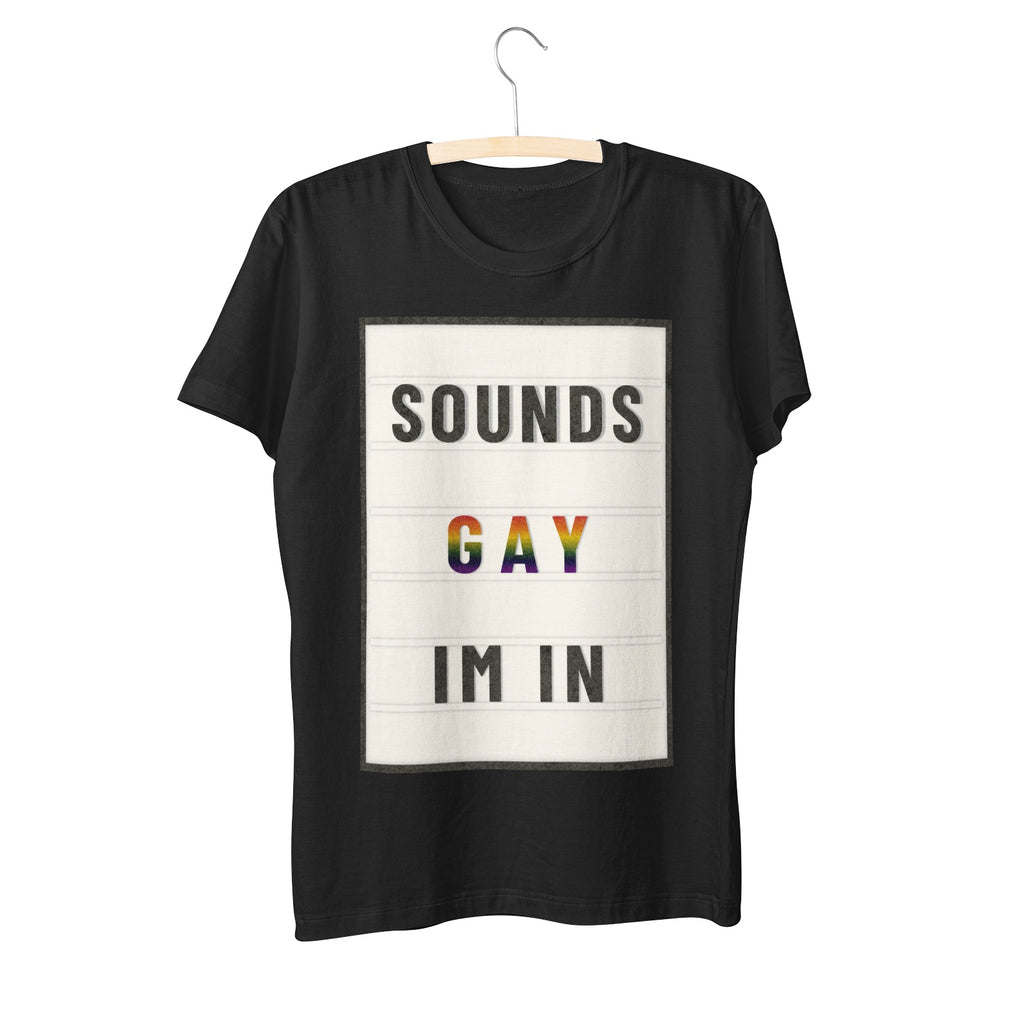 Sounds Gay I'm In marquee letter tee, view 7 — Rose Gold Co