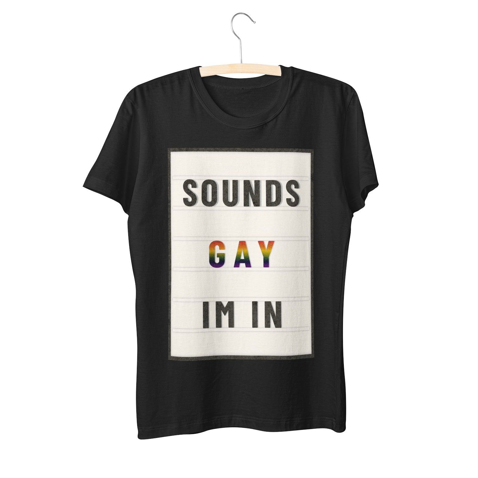 Sounds Gay I'm In marquee letter tee, view 7 — Rose Gold Co