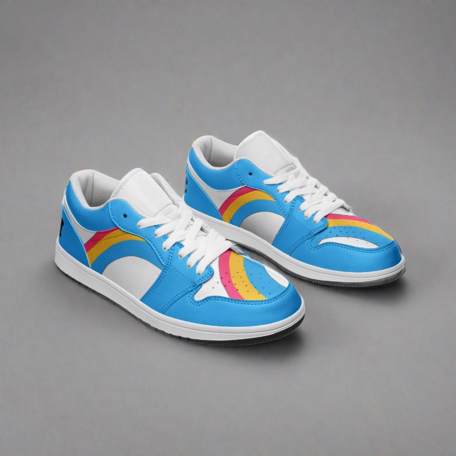 Pansexual pride baby blue low-top sneakers, back view — Rose Gold Co