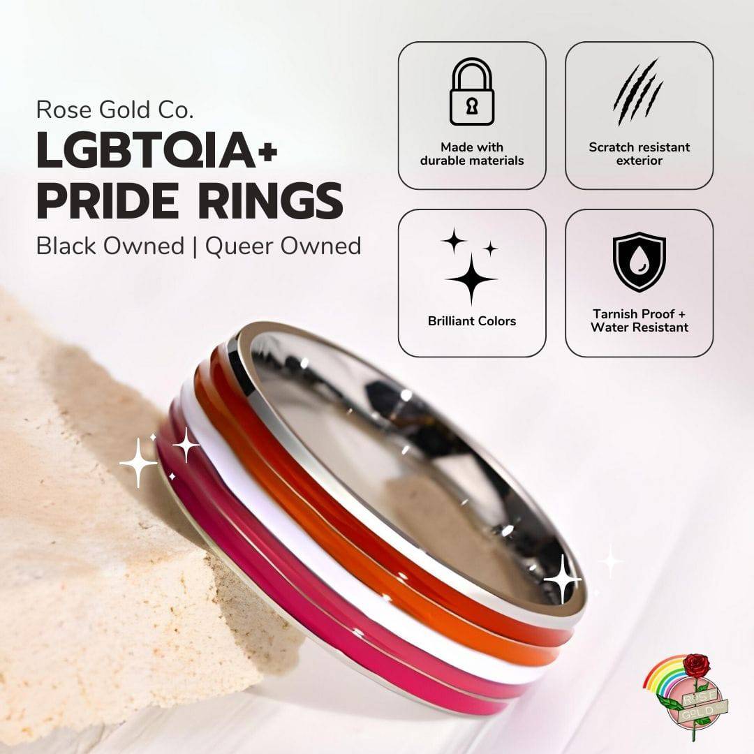 Sunset Lesbian Sterling Silver Pride Ring - Rose Gold Co. Shop