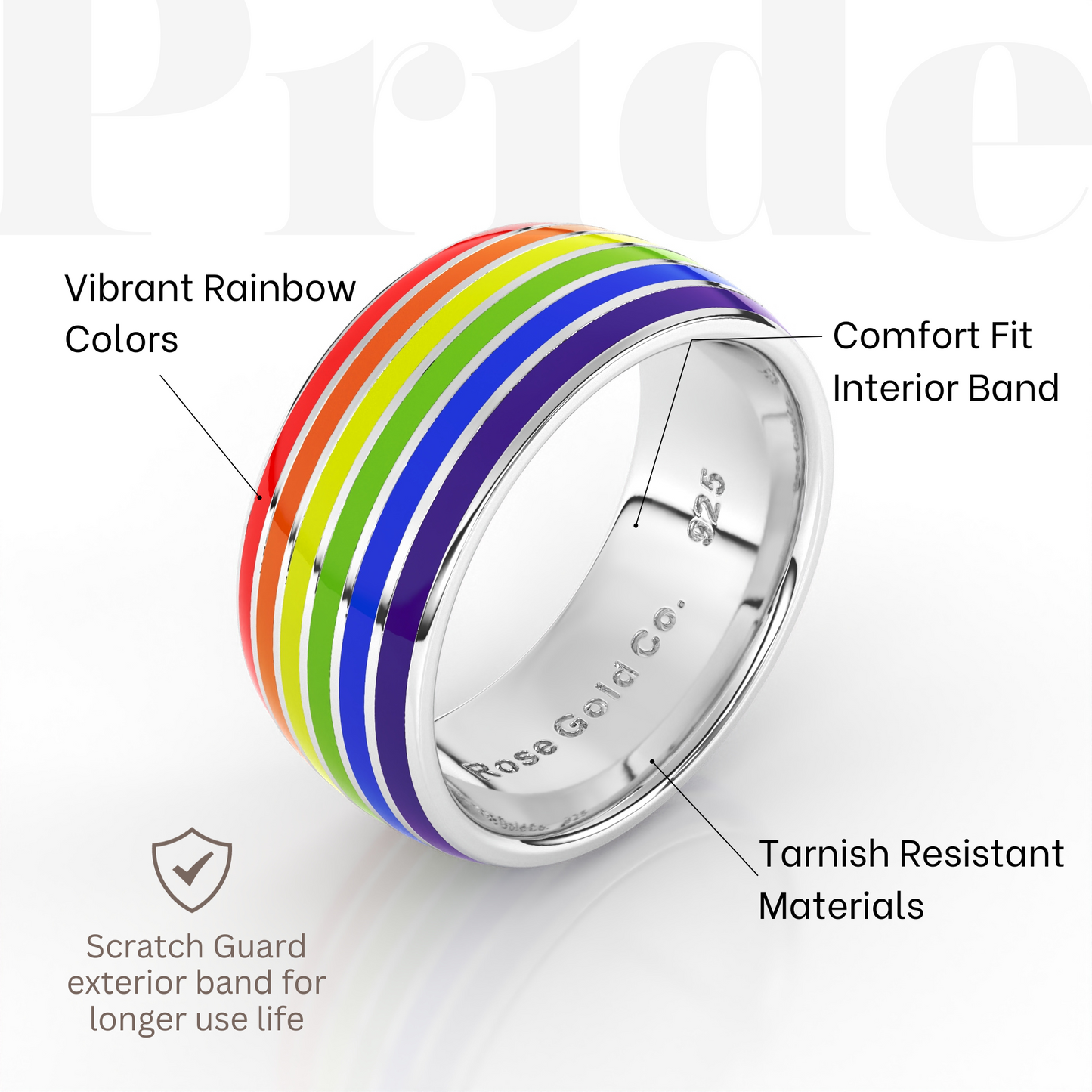 Classic Rainbow Sterling Silver Pride Ring - Rose Gold Co. Shop
