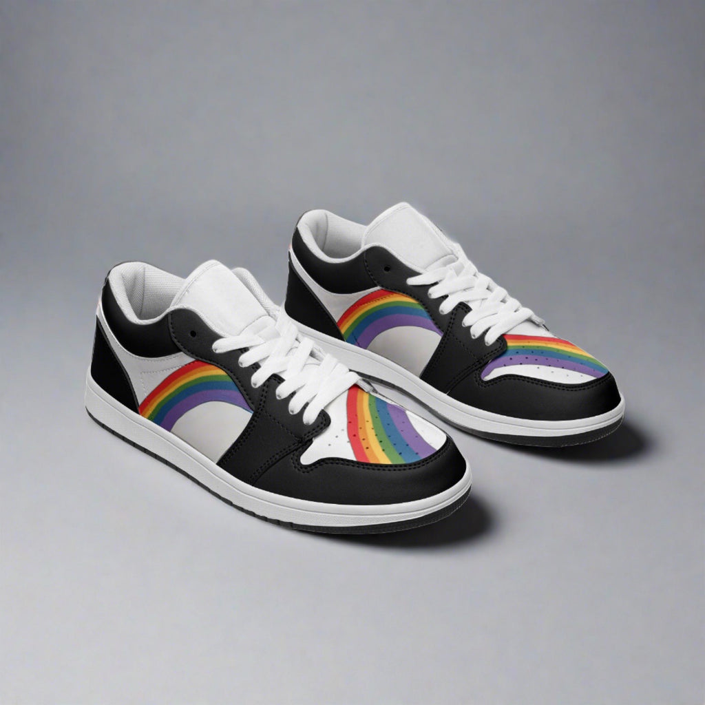 Rainbow pride black low-top sneakers, view 6 — Rose Gold Co